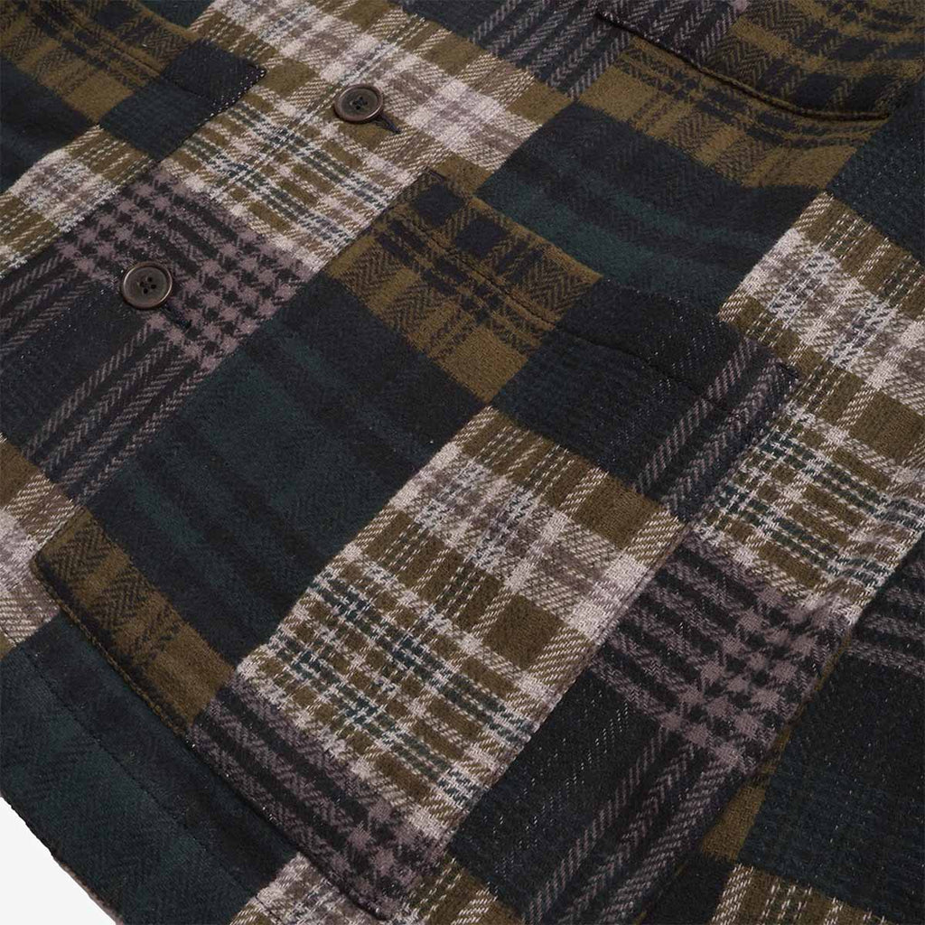 Universal Works Dockside Jacket, Japanese Patchwork Green, Detail Shot 3