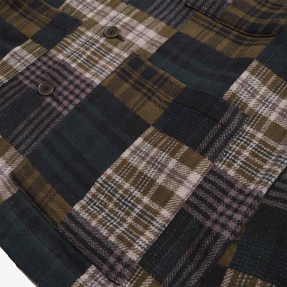 Universal Works Dockside Jacket, Japanese Patchwork Green, Detail Shot 3