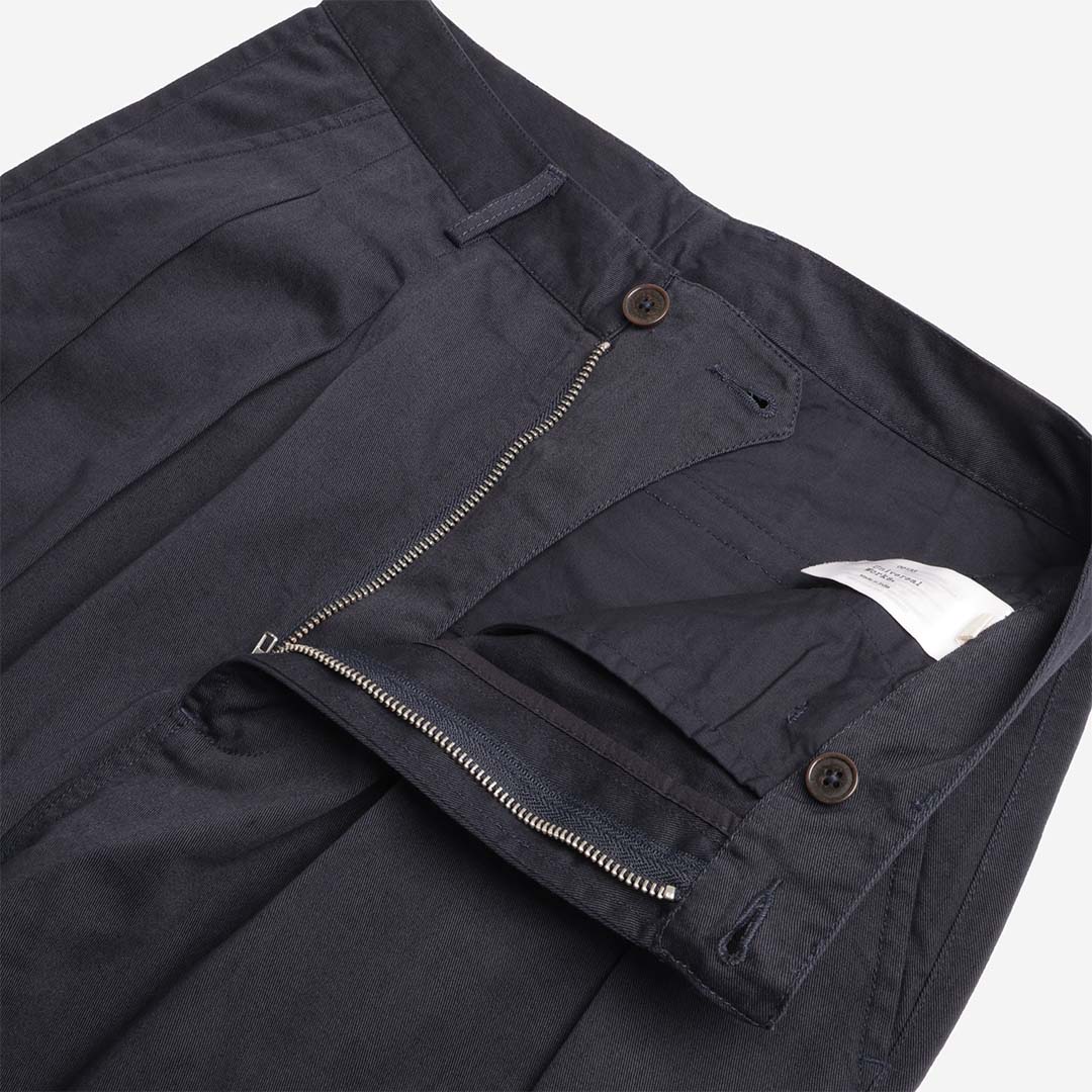 Universal Works Double Pleat Pant, Navy Twill, Detail Shot 3