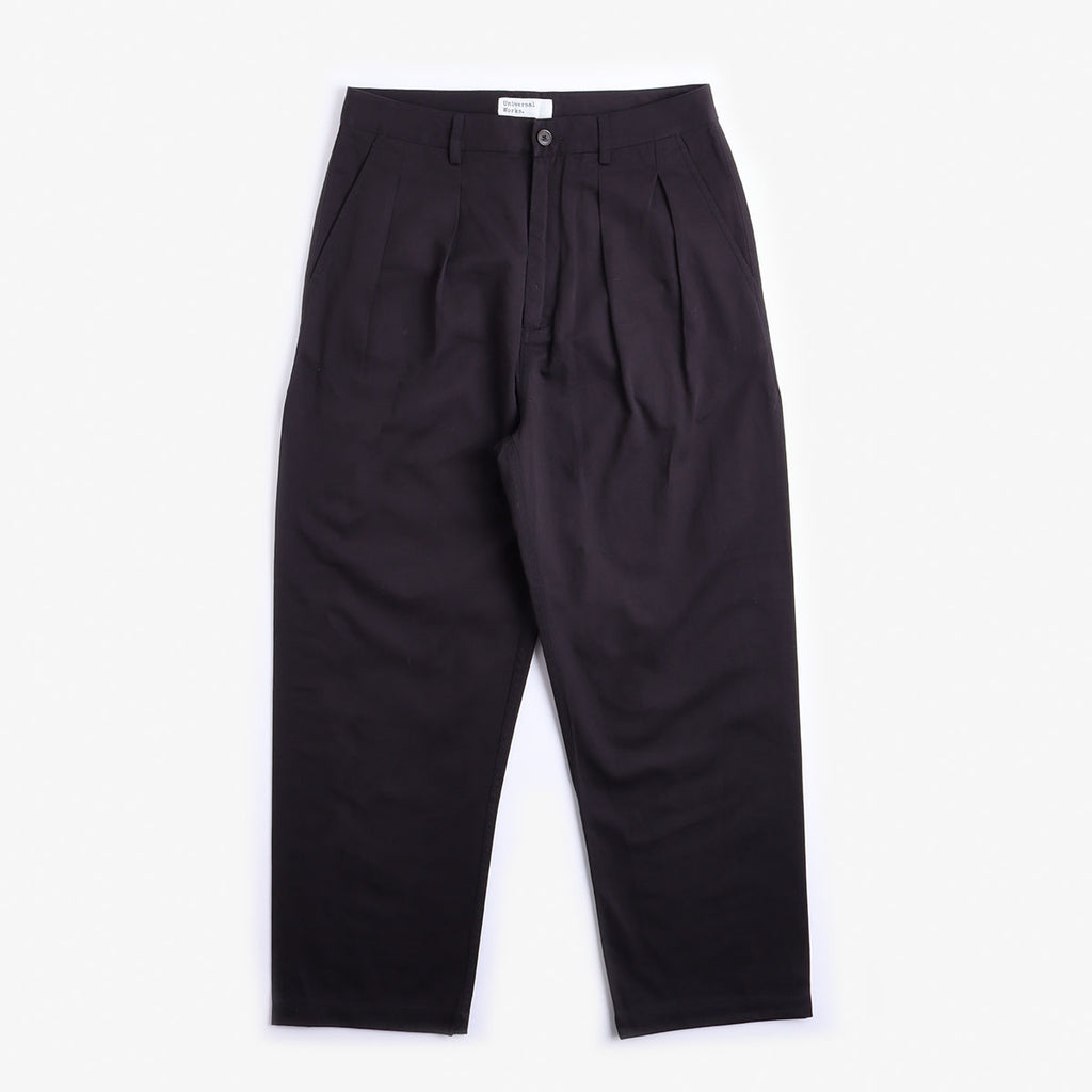 Universal Works Double Pleat Pant Black Twill Urban Industry universal-works-double-pleat-pant-black-twill-urban-industry