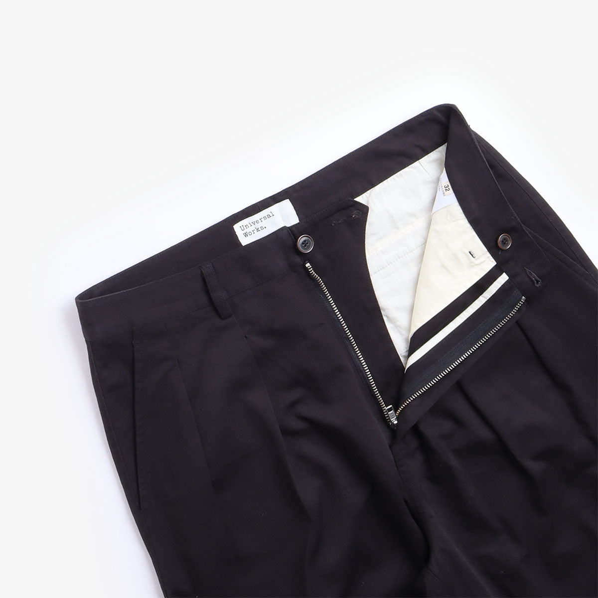 Universal Works Double Pleat Pant, Black, Detail Shot 4