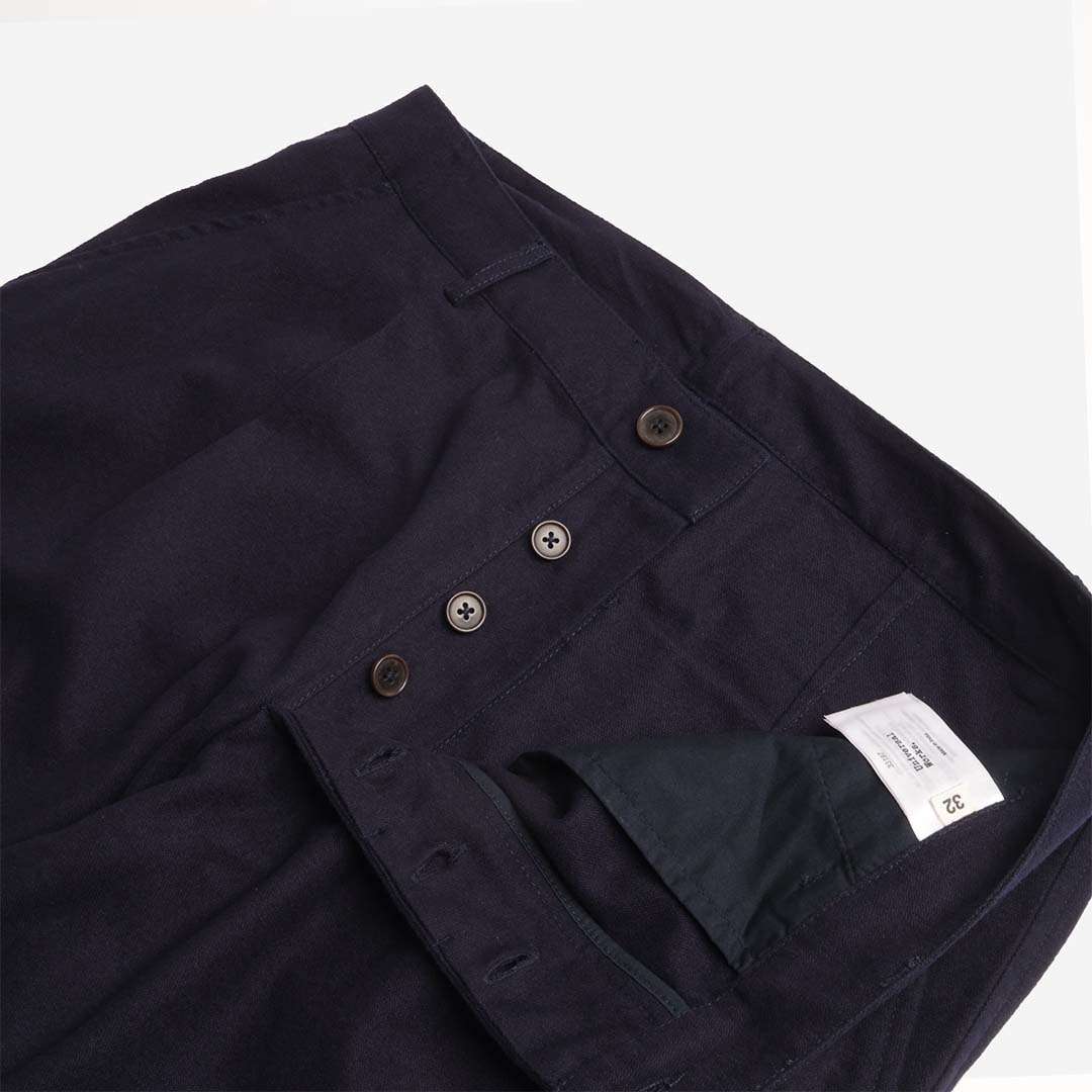 Universal Works Duke Pant, Brushed Moleskin Navy, Detail Shot 3