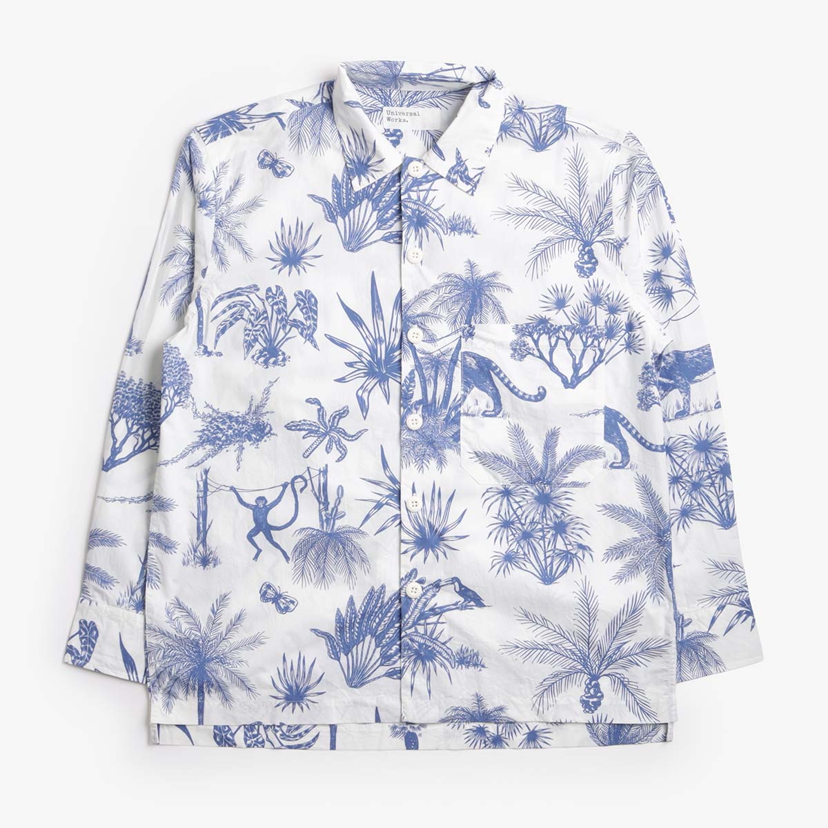 Universal Works Fatigue Shirt, Jungle Toile Poplin White, Detail Shot 1