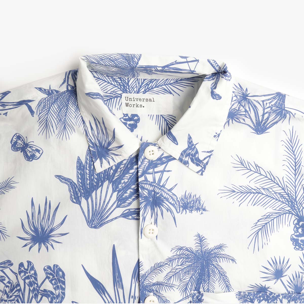 Universal Works Fatigue Shirt, Jungle Toile Poplin White, Detail Shot 2