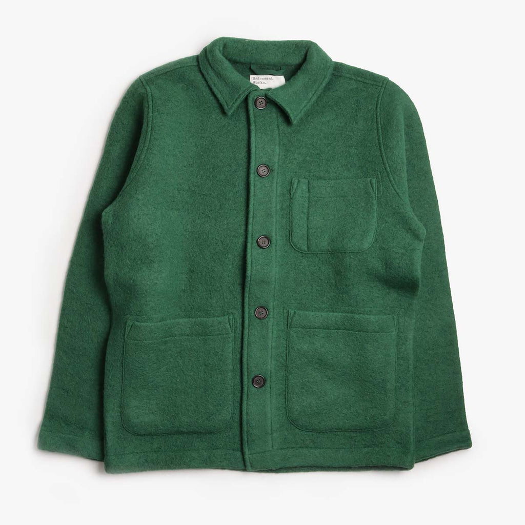 Universal Works Field Jacket, Wool Fleece Green, Detail Shot 1