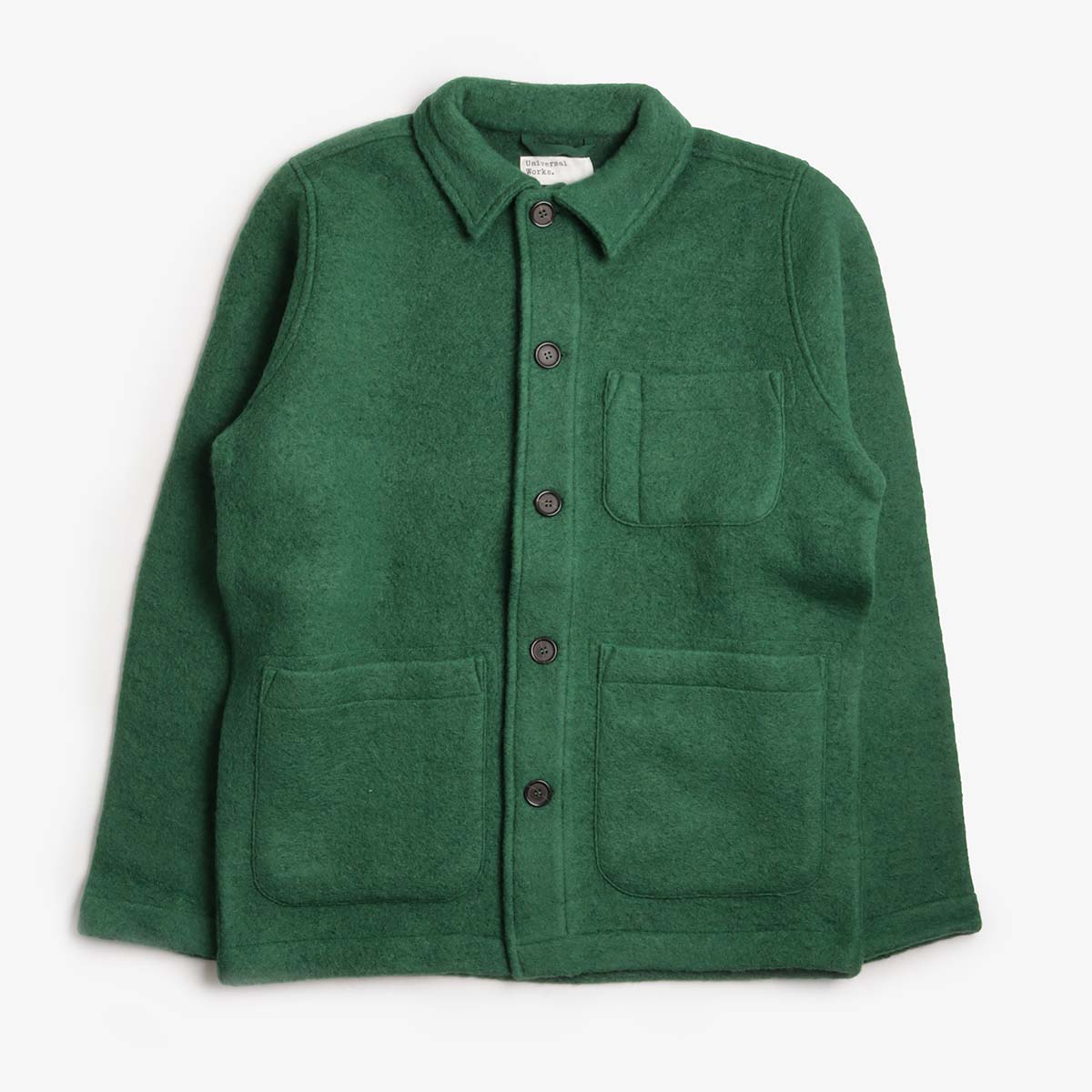 Universal Works Field Jacket, Wool Fleece Green, Detail Shot 1