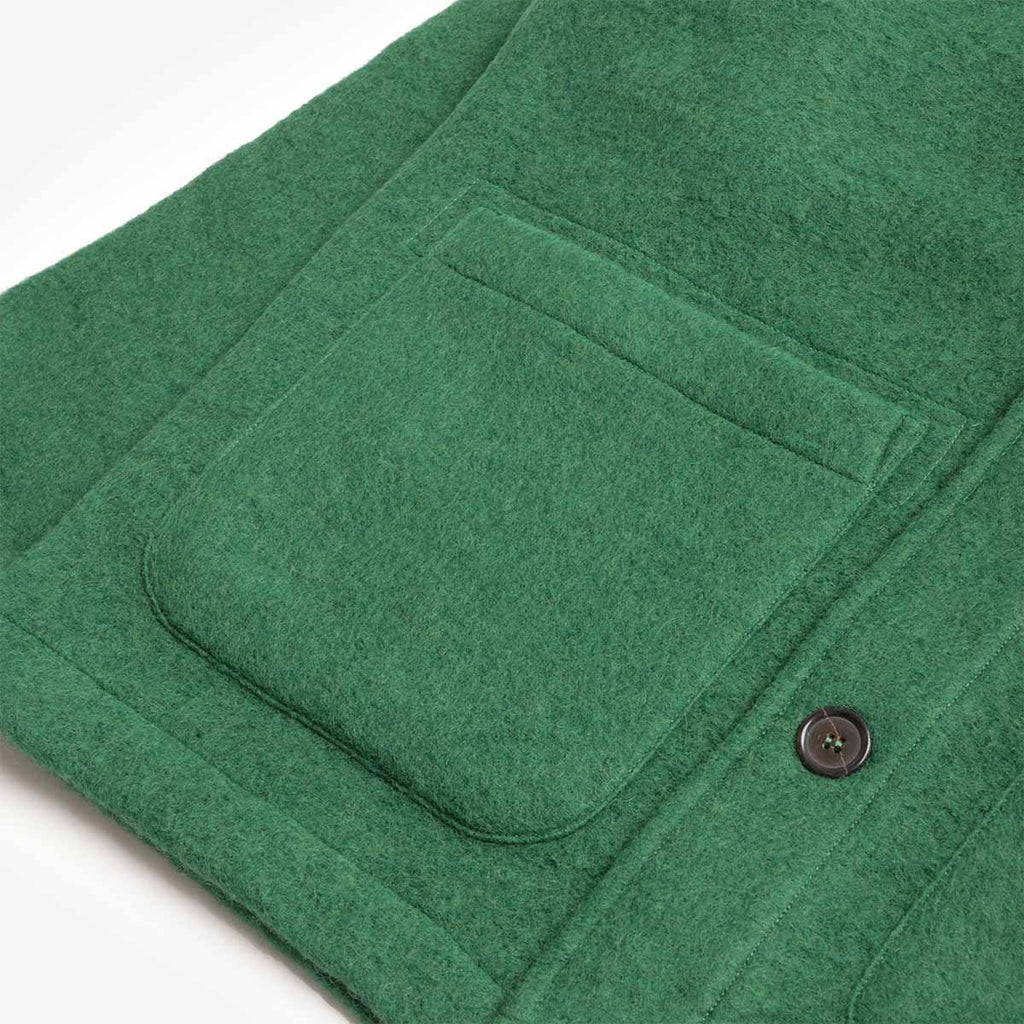 Universal Works Field Jacket, Wool Fleece Green, Detail Shot 3