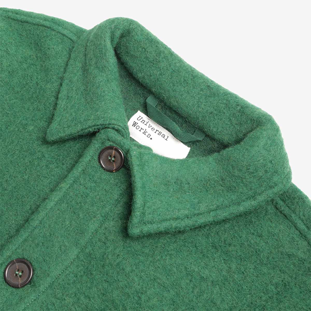 main Universal Works Field Jacket, Wool Fleece Green, Detail Shot 4