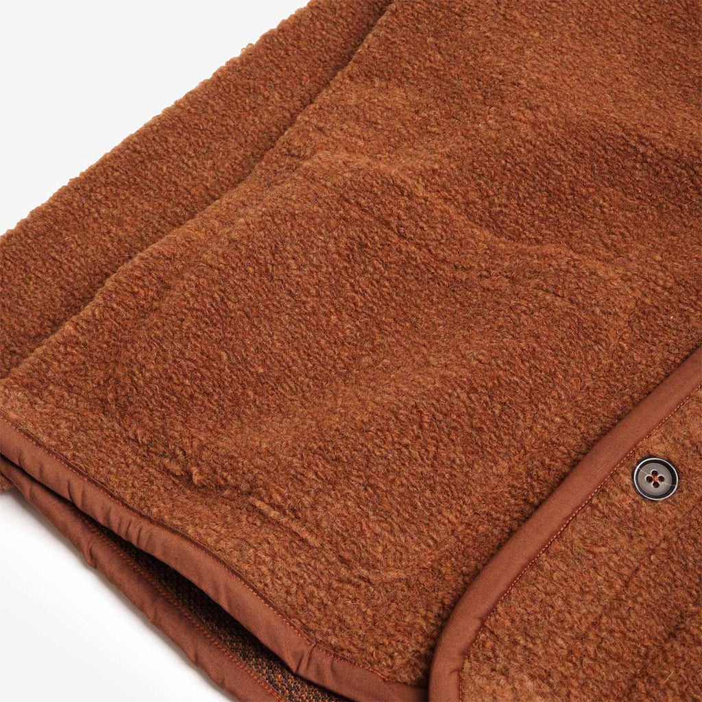 Universal Works Lancaster Jacket, Alvar Fleece Cumin, Detail Shot 2