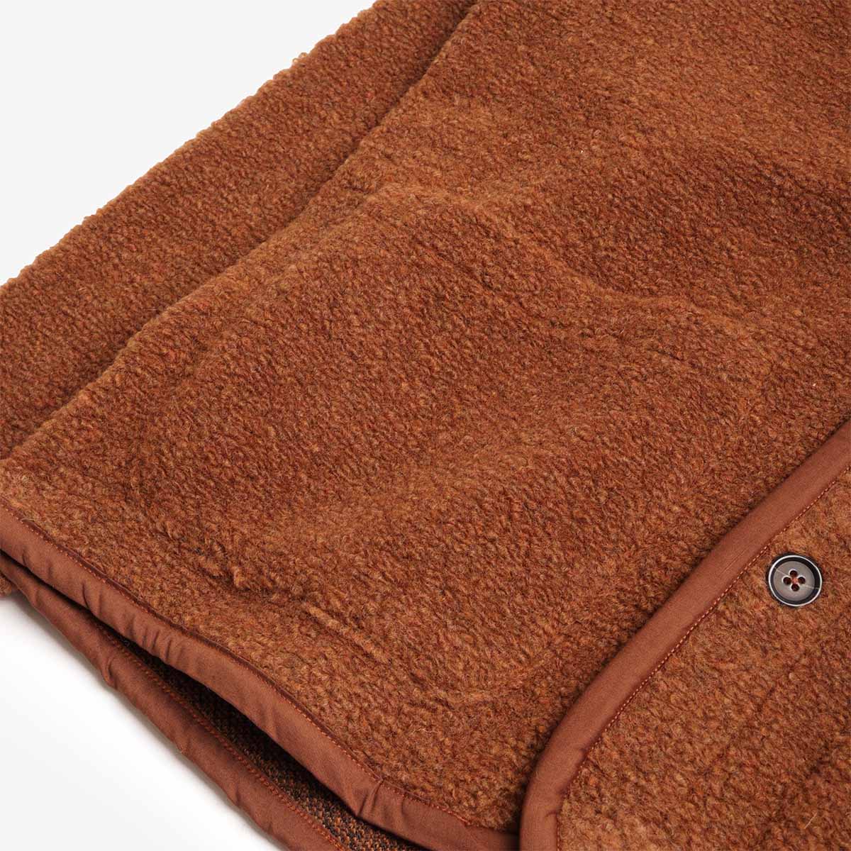 Universal Works Lancaster Jacket, Alvar Fleece Cumin, Detail Shot 2