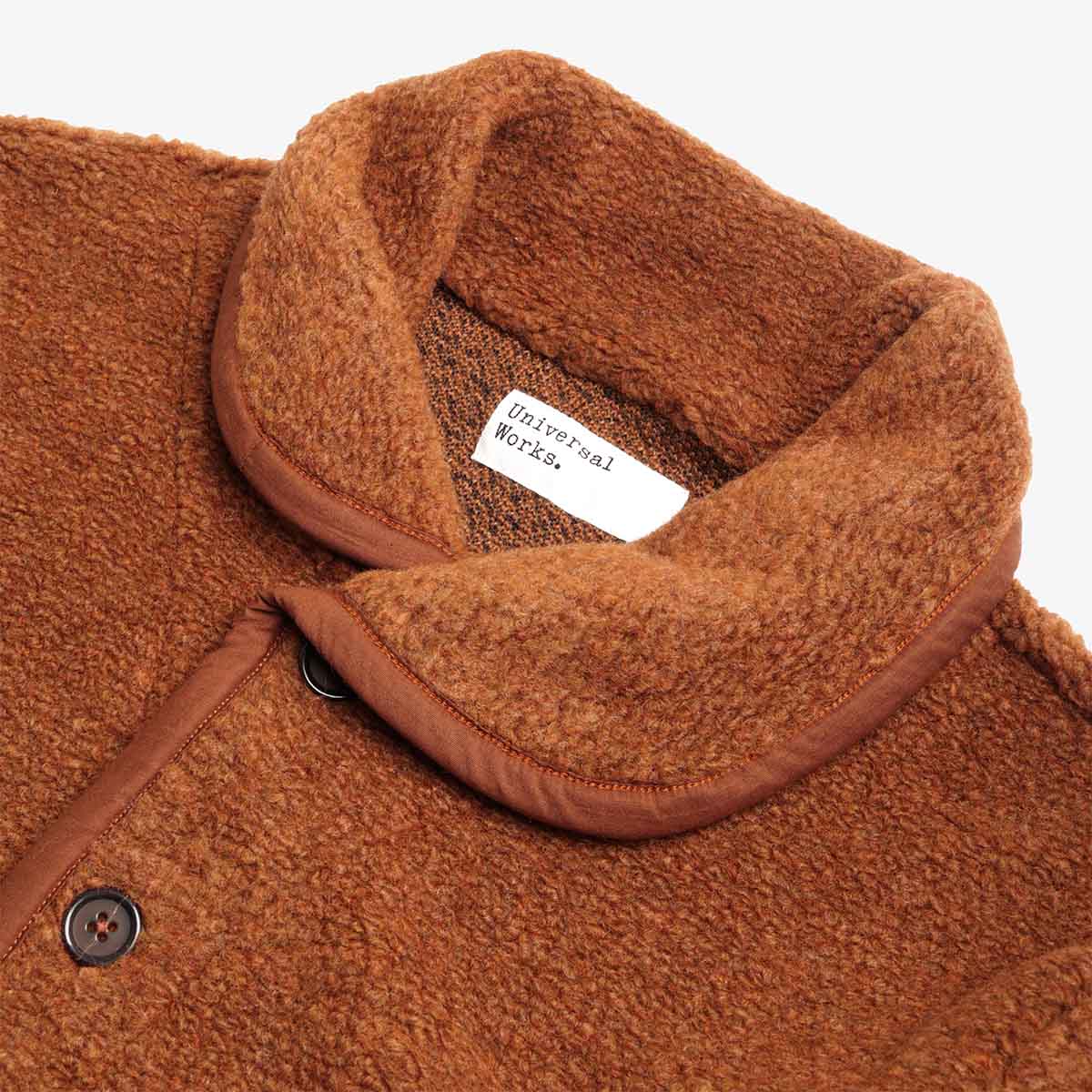 Universal Works Lancaster Jacket, Alvar Fleece Cumin, Detail Shot 3