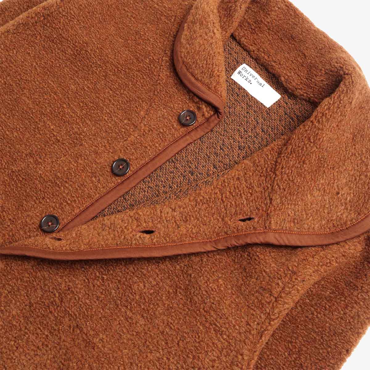 main Universal Works Lancaster Jacket, Alvar Fleece Cumin, Detail Shot 4