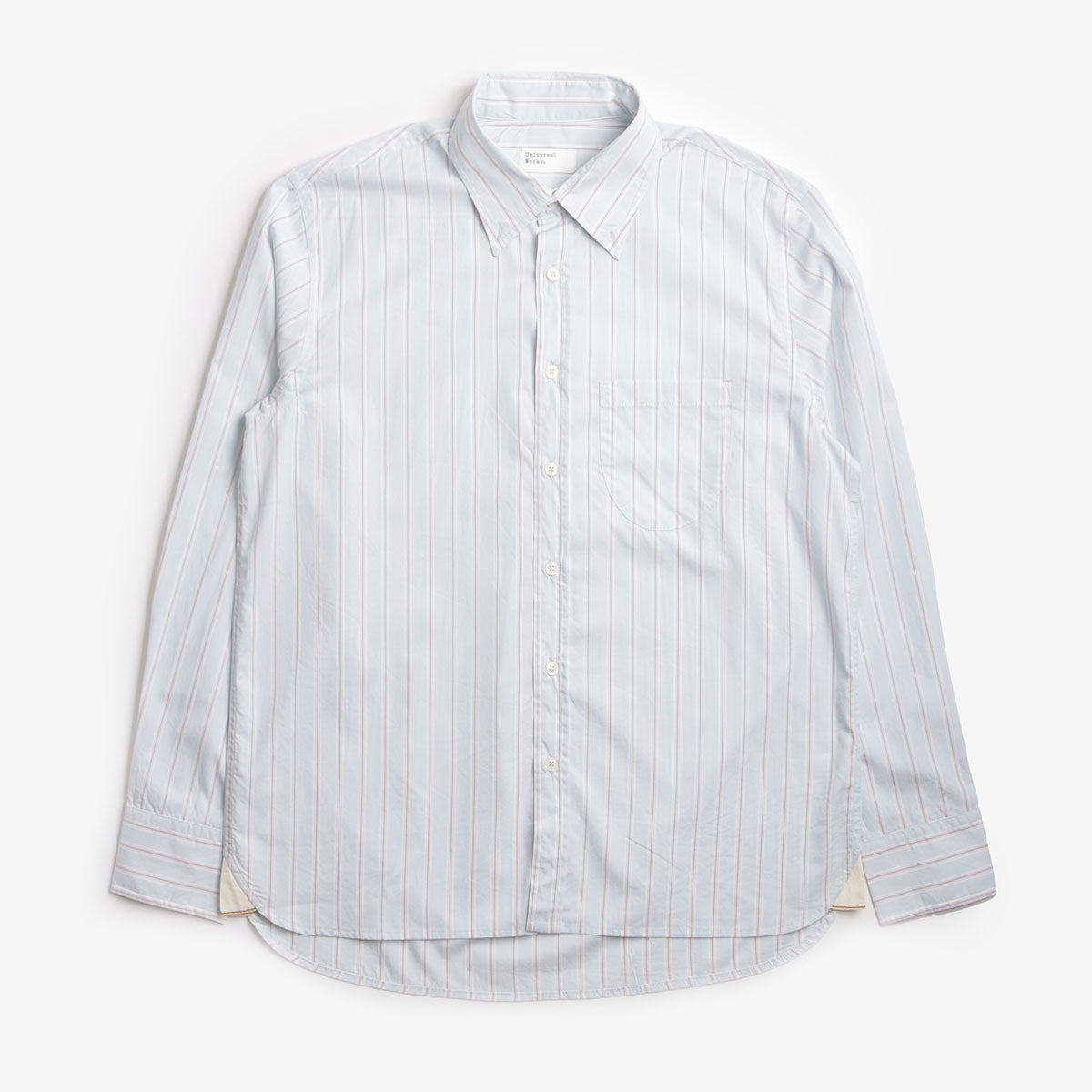 main Universal Works Lazy Day Shirt, Urban Stripe Sky, Detail Shot 1