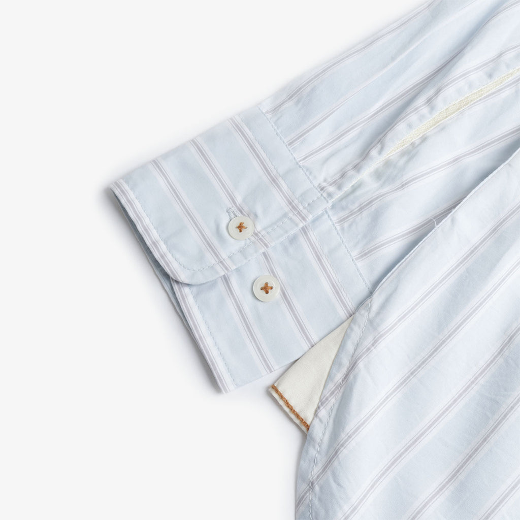 Universal Works Lazy Day Shirt, Urban Stripe Sky, Detail Shot 4
