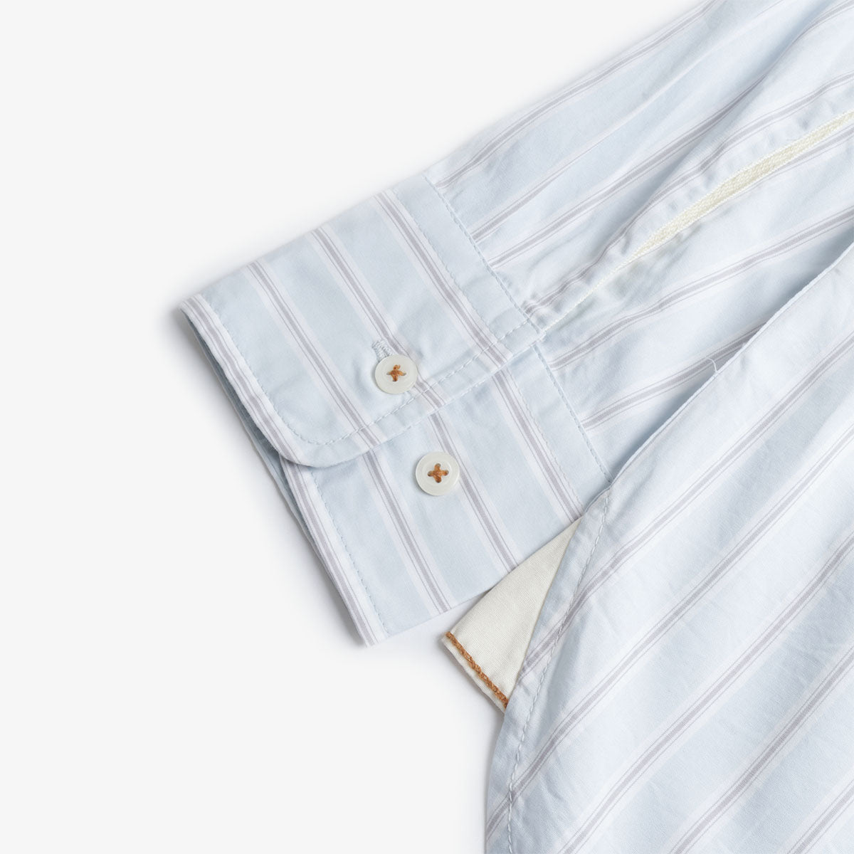 Universal Works Lazy Day Shirt, Urban Stripe Sky, Detail Shot 4