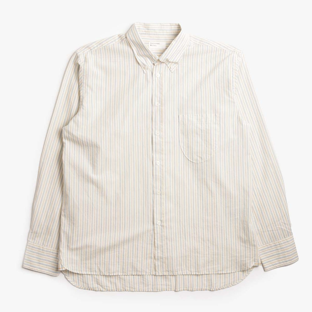 Universal Works Lazy Day Shirt, Pop Stripe One Ecru, Detail Shot 1