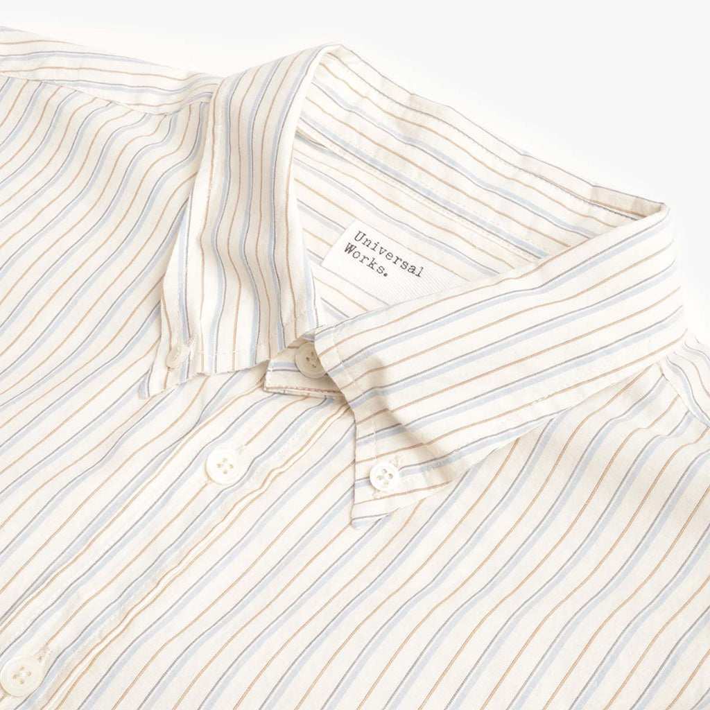 Universal Works Lazy Day Shirt, Pop Stripe One Ecru, Detail Shot 3