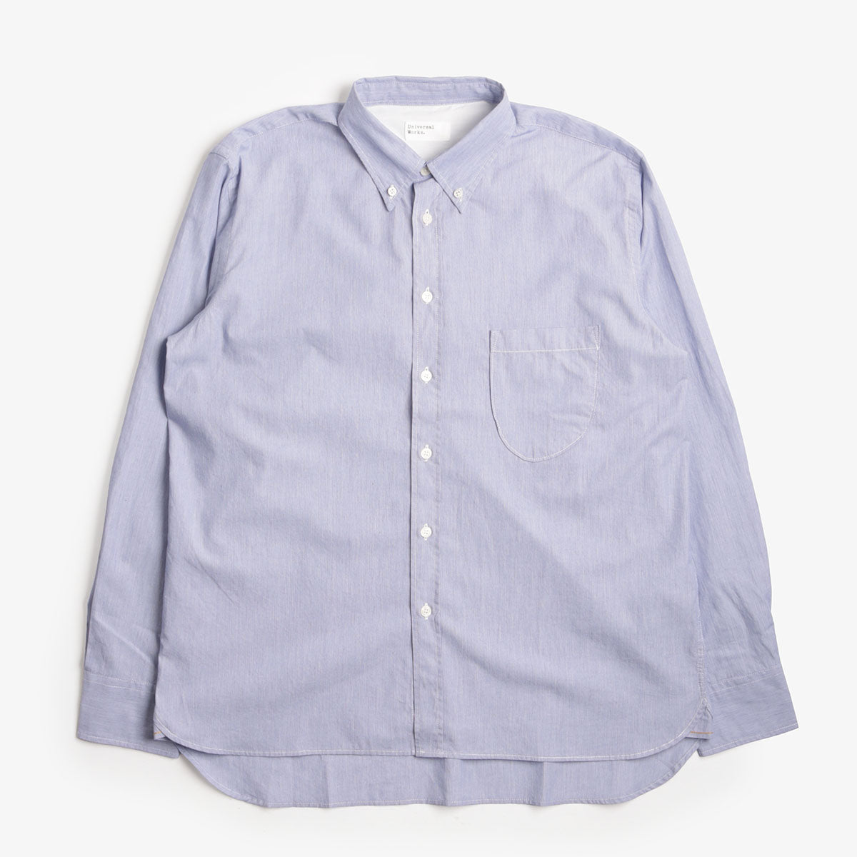 Universal Works Lazy Day Shirt, Blue Classic Stripe, Detail Shot 1