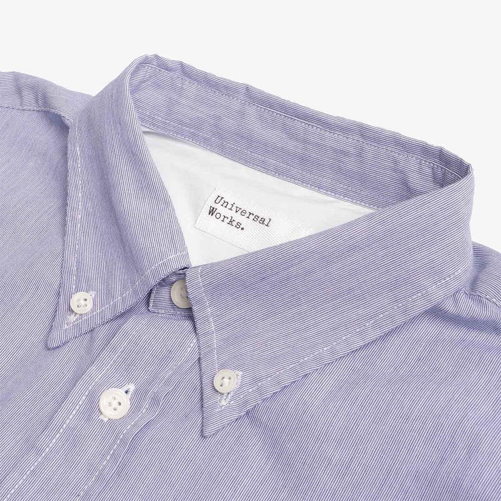 Universal Works Lazy Day Shirt, Blue Classic Stripe, Detail Shot 2