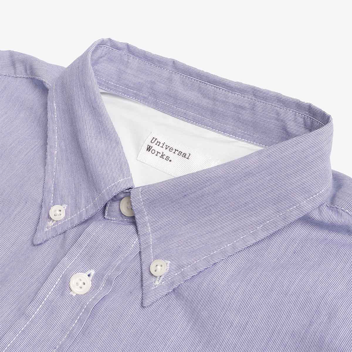 Universal Works Lazy Day Shirt, Blue Classic Stripe, Detail Shot 2