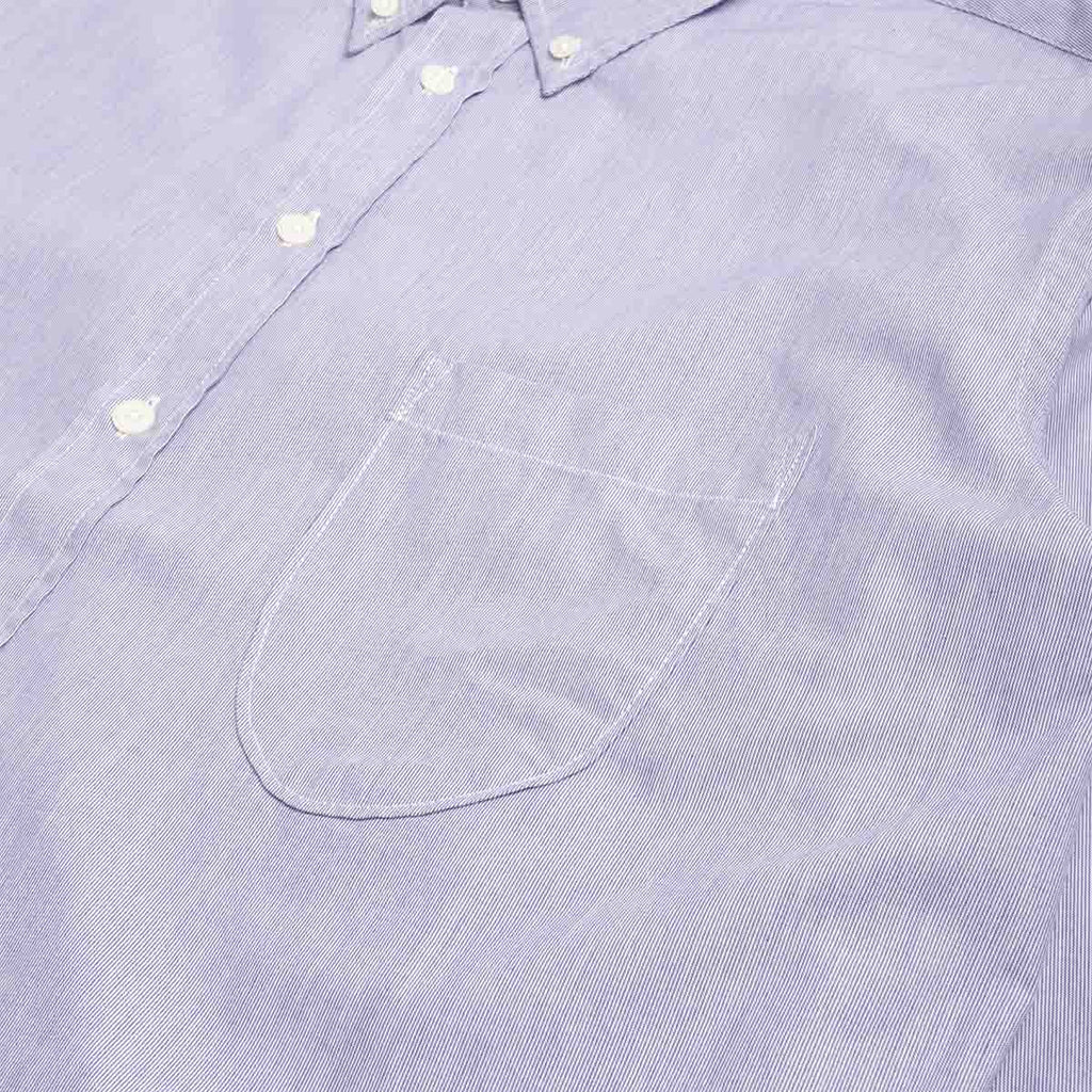 Universal Works Lazy Day Shirt, Blue Classic Stripe, Detail Shot 3