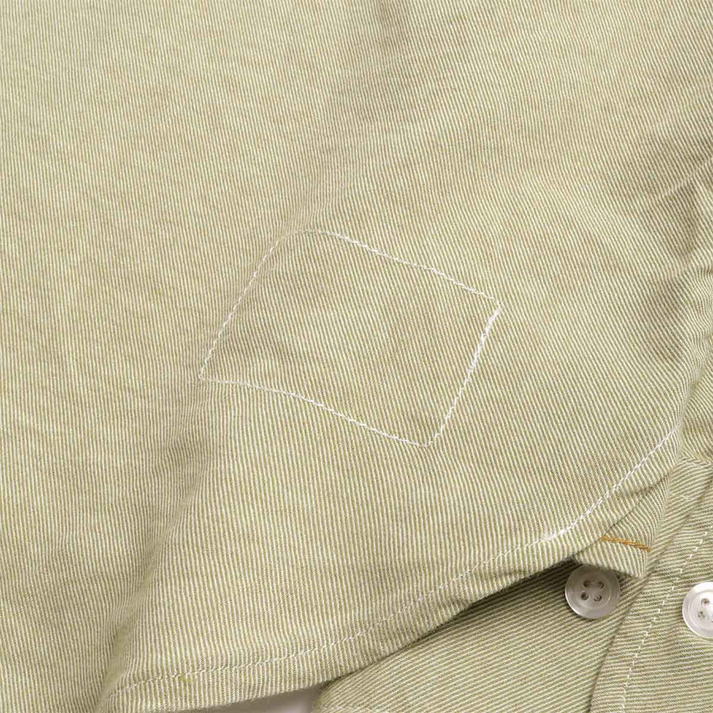 Universal Works Lazy Day Shirt, Neptune Cotton Green, Detail Shot 6