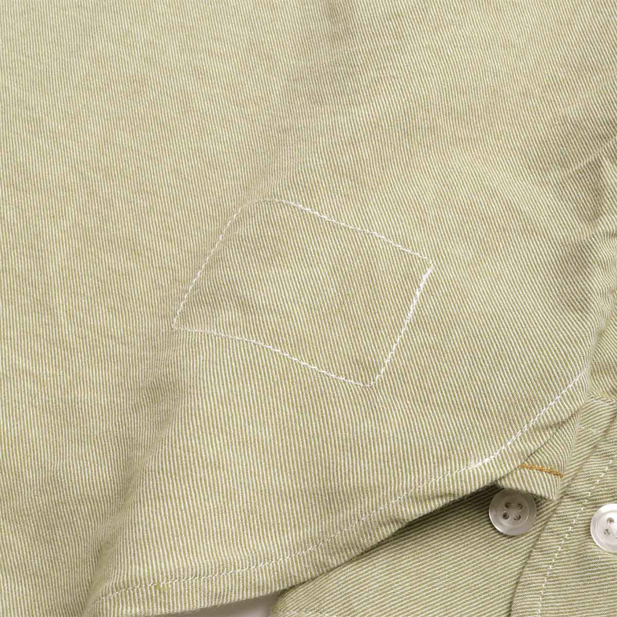 Universal Works Lazy Day Shirt, Neptune Cotton Green, Detail Shot 6