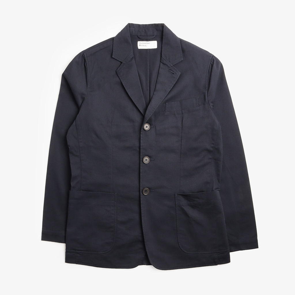 Universal Works London Jacket in Navy, front view