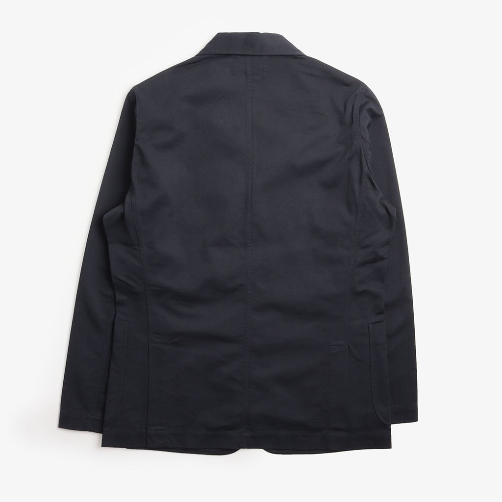 Universal Works London Jacket in Navy, back view