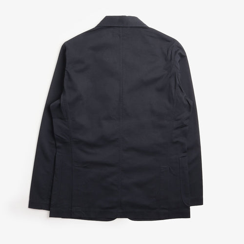 Universal Works London Jacket in Navy, back view