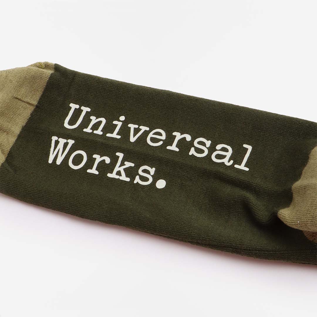 Universal Works Merino Classic Socks, Olive, Detail Shot 4