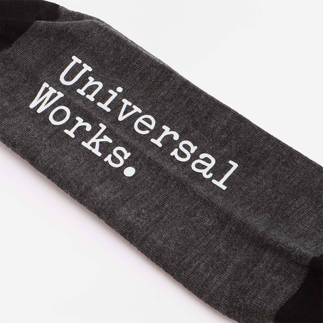 Universal Works Merino Classic Socks, Grey Marl, Detail Shot 4
