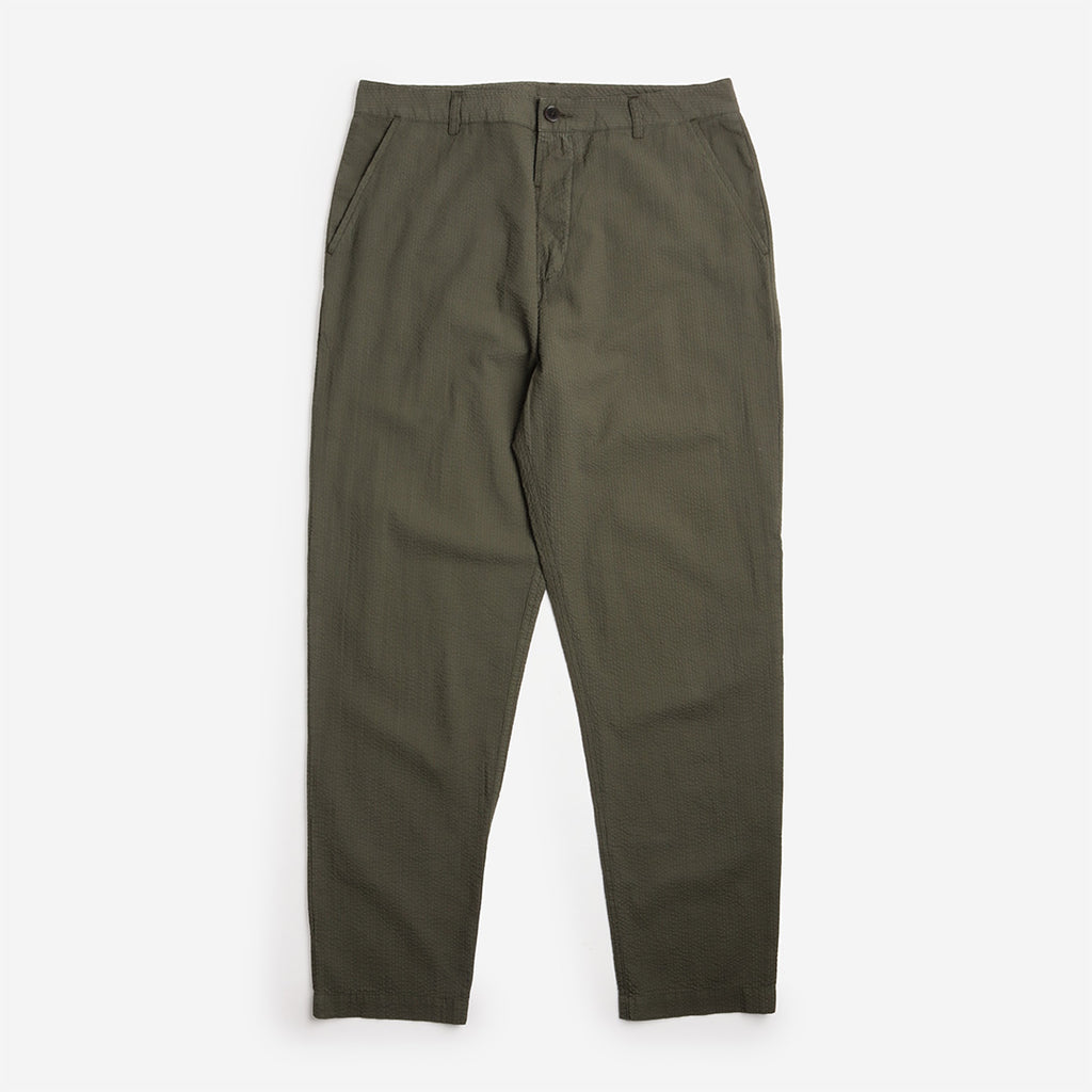 Universal Works Military Chino Pant, Merida Seersucker Olive, Detail Shot 1