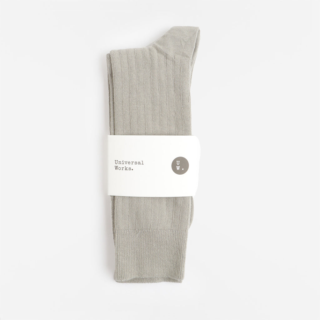 Universal Works Modal Rib Knit Socks, Grey, Detail Shot 2
