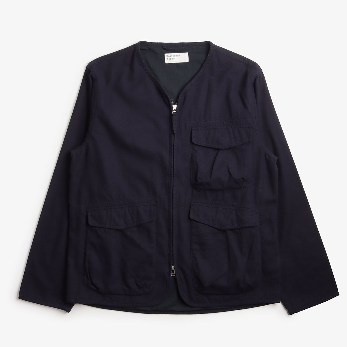 main Universal Works Parachute Liner Jacket, Brushed Moleskin Navy, Detail Shot 1