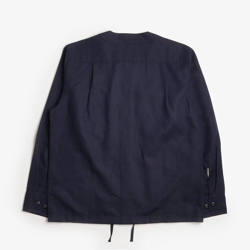 Universal Works Parachute Shirt, Navy Linen Cotton Shirting, Detail Shot 2