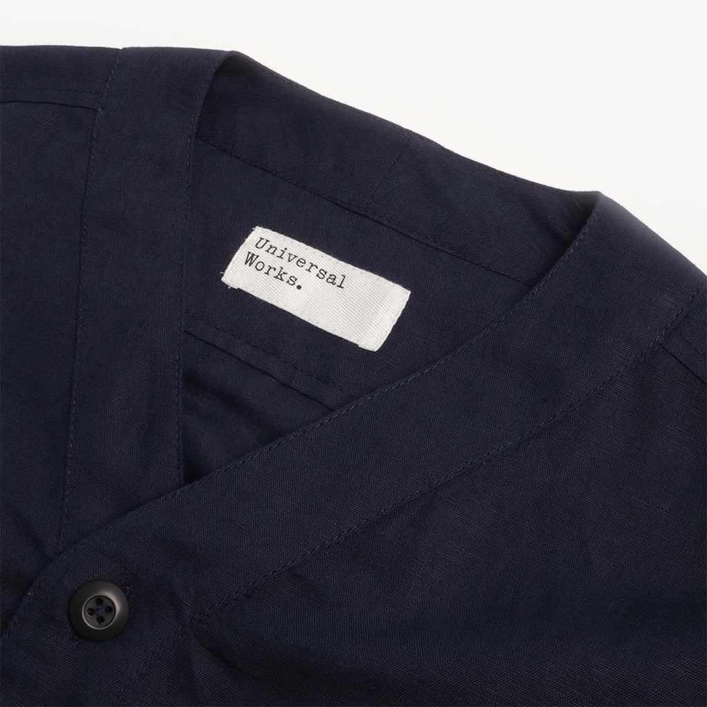 Universal Works Parachute Shirt, Navy Linen Cotton Shirting, Detail Shot 3