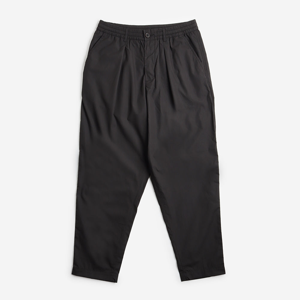 Universal Works Pleated Track Pant, Black Recycled Poly Tech, Detail Shot 1