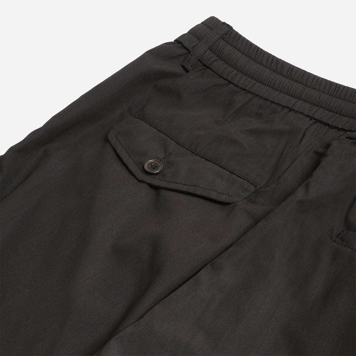 Universal Works Pleated Track Pant, Black Recycled Poly Tech, Detail Shot 3