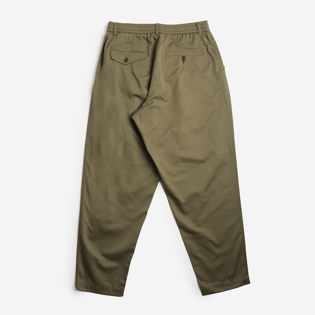 Universal Works Pleated Track Pant, Light Olive Twill, Detail Shot 4