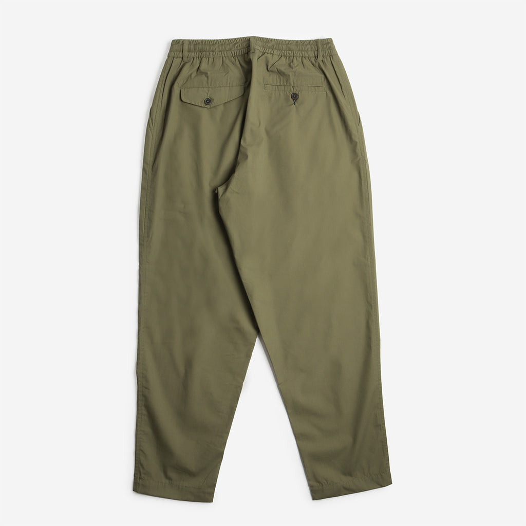 Universal Works Pleated Track Pant, Olive Recycled Poly Tech, Detail Shot 4