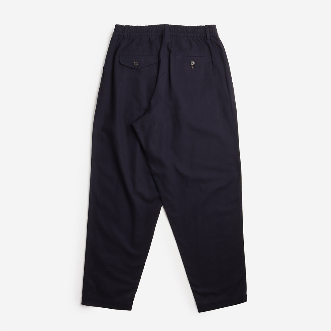Universal Works Pleated Track Pant, Brushed Moleskin Navy, Detail Shot 4