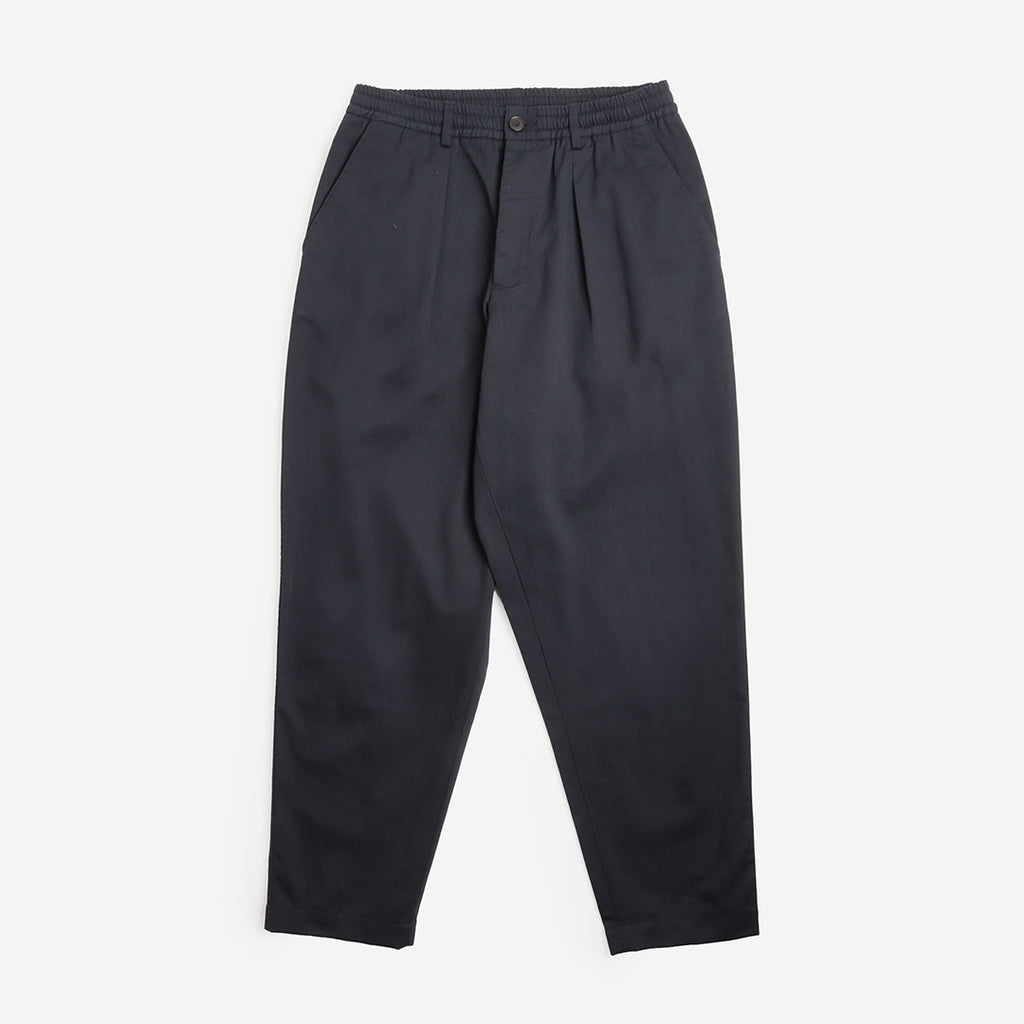 Universal Works Pleated Track Pant in Navy, front view