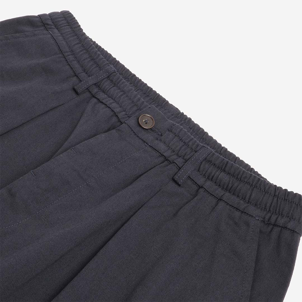 Elasticated waistband and front pleat detail, navy cotton