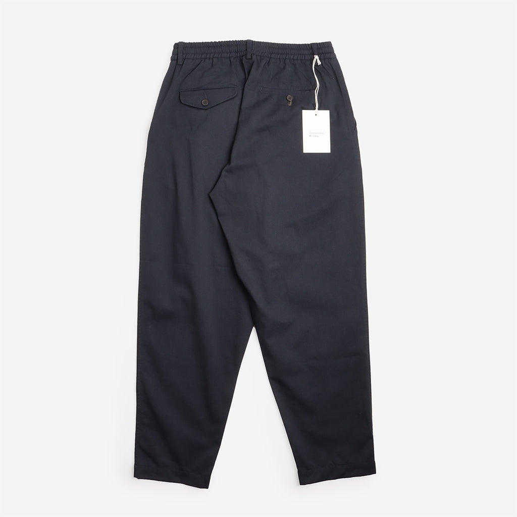 Universal Works Pleated Track Pant in Navy, back view