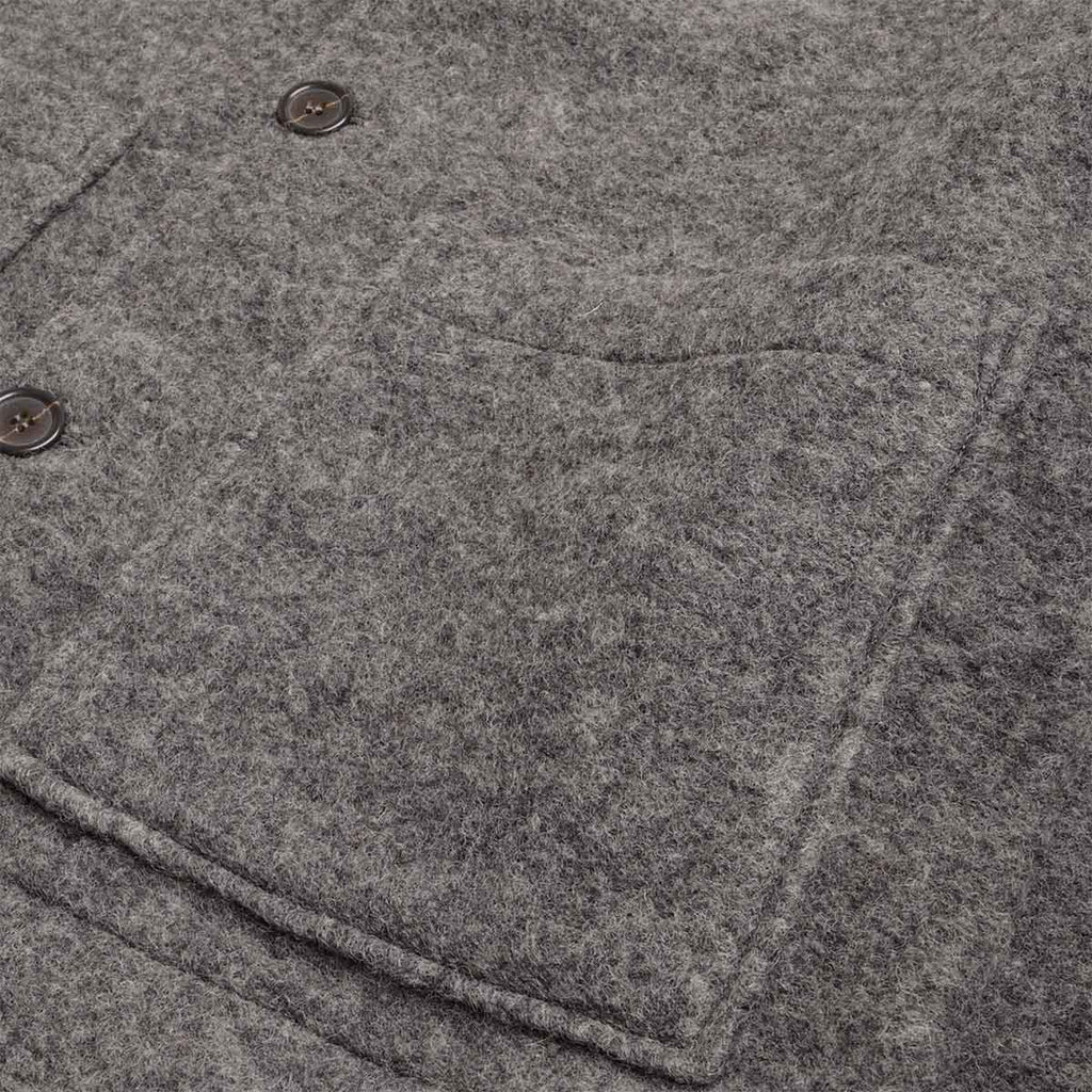 Universal Works Rams Jacket, Grey Marl Wool Fleece, Detail Shot 4