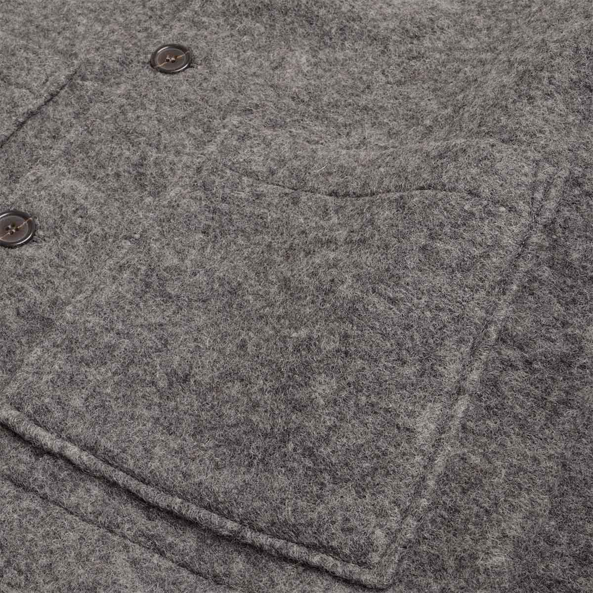 Universal Works Rams Jacket, Grey Marl Wool Fleece, Detail Shot 8