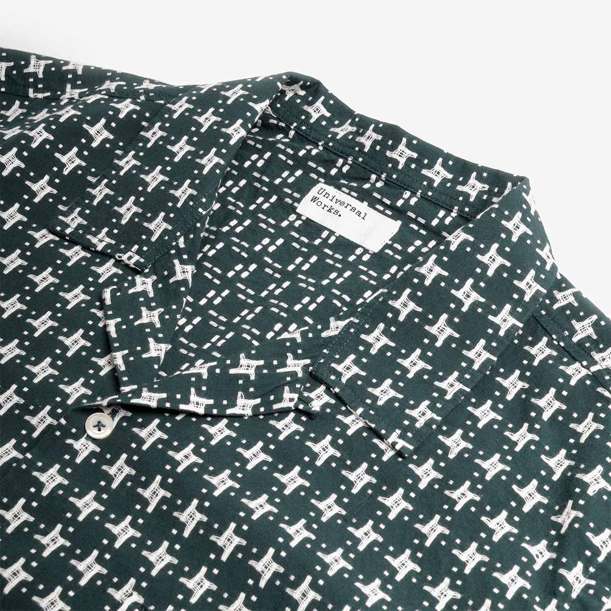Universal Works Road Shirt, Green White, Detail Shot 3