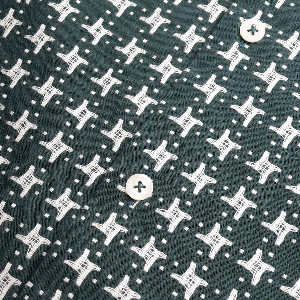 Universal Works Road Shirt, Green White, Detail Shot 4