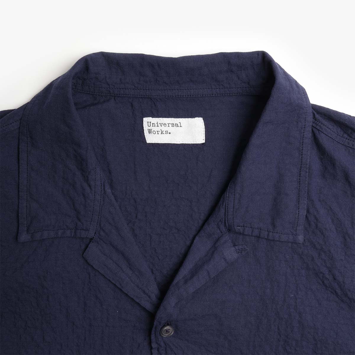 Universal Works Road Shirt, Arten Seersucker Navy, Detail Shot 3